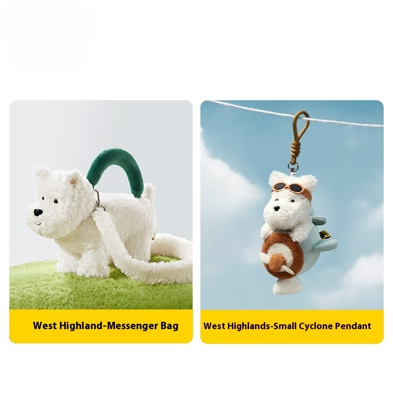Babycare Plush West Highland Puppy Schnauzer Doll Bag Keychain Pendant